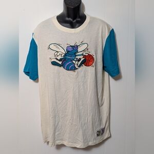 Men's NWT Mitchell & Ness Charlotte Hornets Shirt XL Beige Hardwood Classics